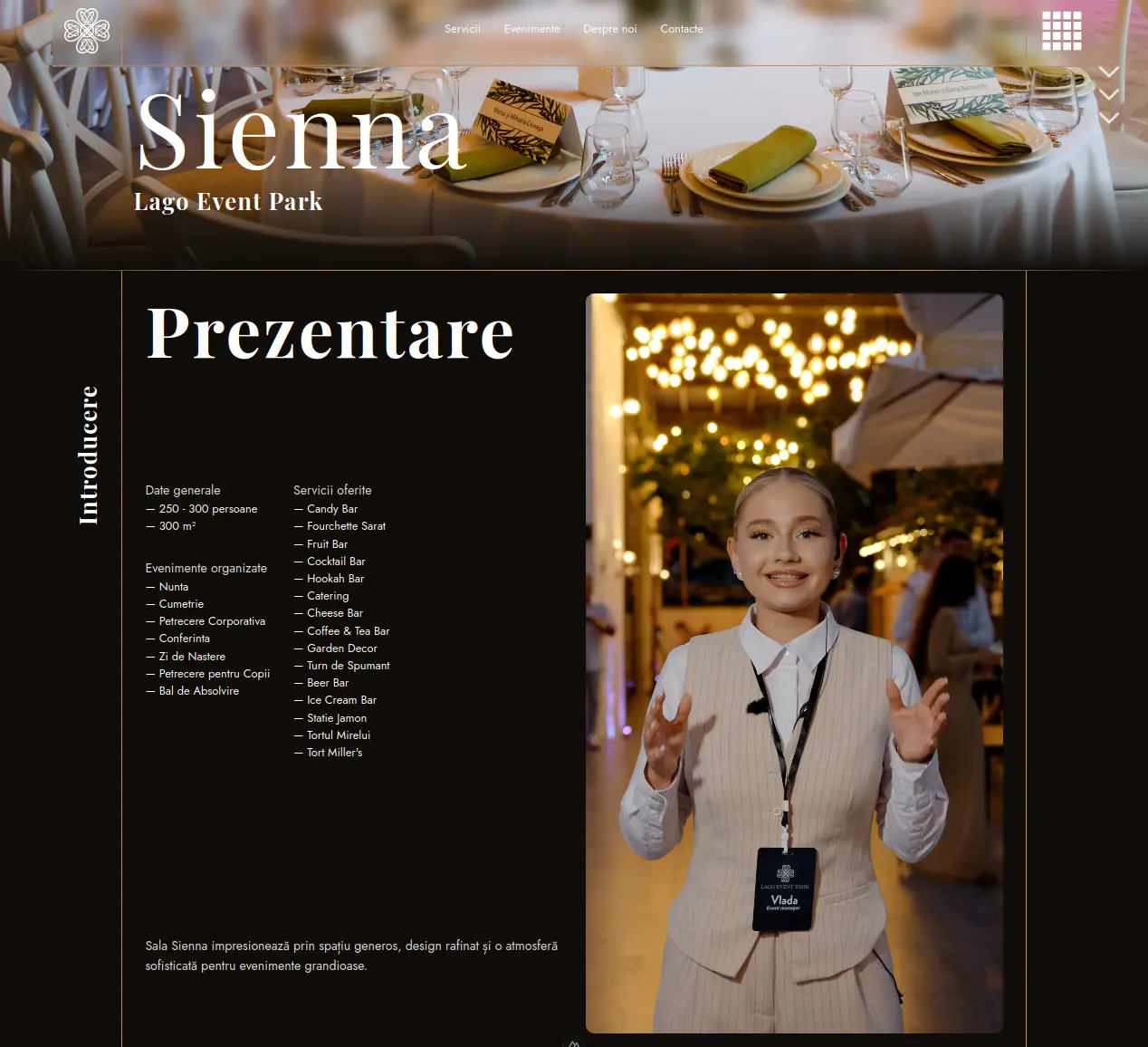 Alexa Group brand presentation — venues and services laid out as one offering