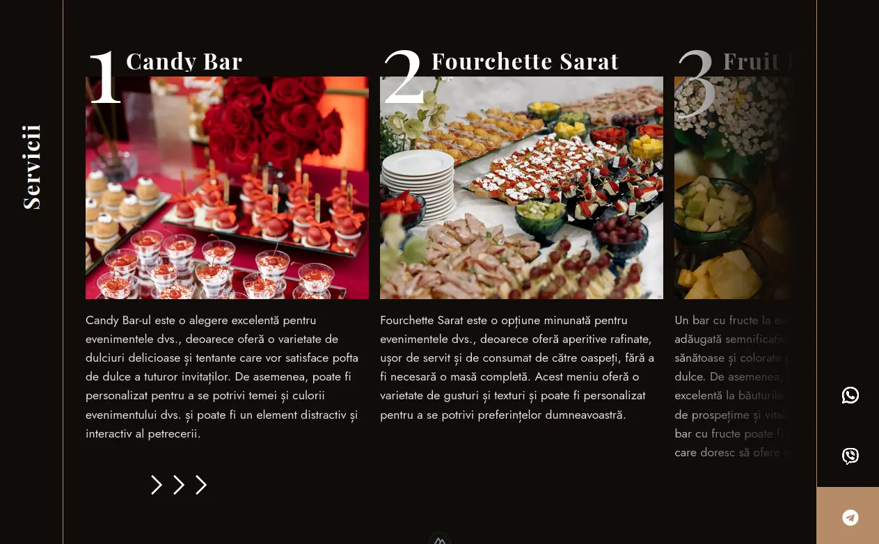 Alexa Group service grid — bars, food stations, decor, catering